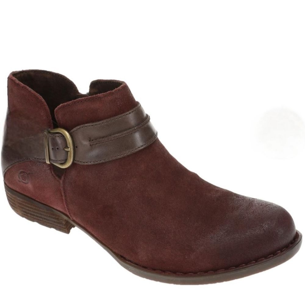 Born Burgundy Suede Ankle Boots